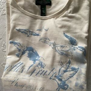 Ralph Lauren Cream Crewneck Tee with Dark Green Label
